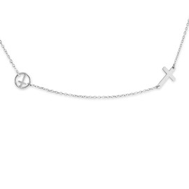 925 Sterling Silver Double Sideways Cross Necklace (18 Inches) Holiday Gift Jewelry Gift