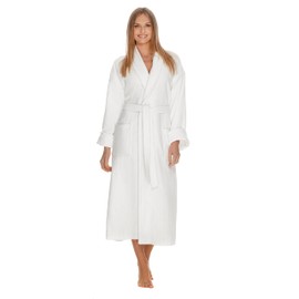 Terry Cloth Bathrobe by BOCA TERRY, Luxury Robe for Women, Plush White Cotton Hotel Spa Robes, 2X (XXL)
