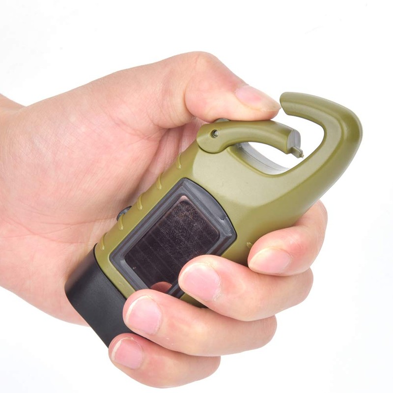 Hand Crank Solar Powered Rechargeable LED Flashlight, Survival Gear Self