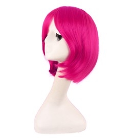 MapofBeauty 12 Inch/30 cm Fashion Unisex Short Straight Beauty Wig (Hot Pink)
