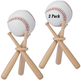 BaseGoal Wooden Baseball Softball Stand Display Consists of 3 Mini Baseball Bat and 1 Wooden Circles