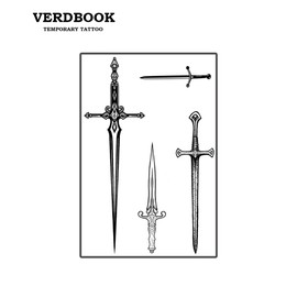 VERDBOOK Waterproof Temporary Tattoos: 2-Sheet Tattoo Kit with Realistic Body Stickers, Semi-Permanent Tattoos for Adults Lasting 7-15 Days – Safe for Men & Women, Crossed Blades