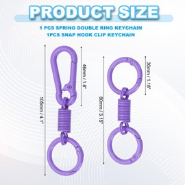 PATIKIL Keychain Clips with O Rings, 2 Pcs Quick Release Key Chain Rings Spring Double Ring Keychain Holder Spring Snap Hook Organizer for Car Keys, Backpack, Women, Man, Purple