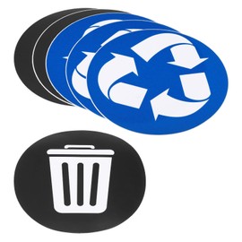 M METERXITY 6 Pack Recycle Sticker - Home Trash Can Labels, Vinyl & Smooth Surface, Apply to Home/Kitchen/Office/Garden Trash Bin (5 Inch, White on Blue/Black)