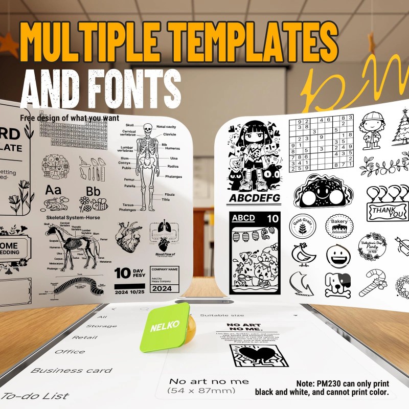 Nelko PM230 Mini Bluetooth Sticker Printer Black and White with