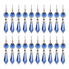 longsheng 20pcs 38mm Replacement Blue Chandelier Icicle Crystal Prisms Octogan Crystal Bead for Lamp Decoration