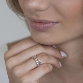 MATERIA by Matthias Wagner Curb Chain Ring 925 Silver 7 mm Wide Antique for Men and Women, Sterling silver