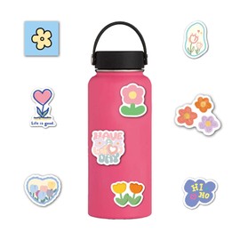 60 Pcs Positive Stickers, Watercolor Floral Graffiti Stickers, Waterproof Vinyl Stickers for Water Bottles, Motivation Word Sticker for Youth, for Scrapbook Bike Scooter Decoration