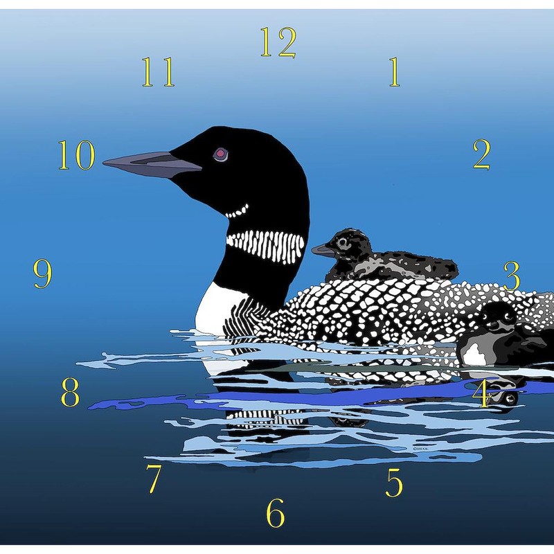 CafePress Loon with Babies Unique Decorative 10" Wall Clock