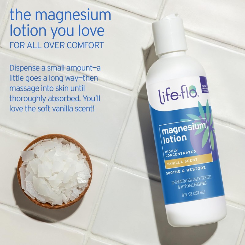 LIFE-FLO Magnesium Lotion, Vanilla Scent - New, Improved Body Lotion
