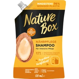 Nature Box Shampoo Nourishing Care Refill Bag (500 ml), Shampoo Refill Pack with Argan Oil Provides Intensive Care, Recyclable Refill Bag