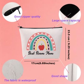 KUIYAI Best Room Mom Ever Toiletry Bag School Volunteer Makeup Bag Volunteer Appreciation Gift Education Gift PTO PTA Gift For Parent (BestRoomMomMup)