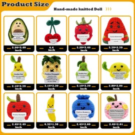 Gkuzus 13Pcs Positive Fruit Potato Mini Crochet Animals Emotional Cheer Up Support Doll Cute Toy with Inspirational Card Good Luck Encouragement Gifts for Birthday Holiday Party Christmas