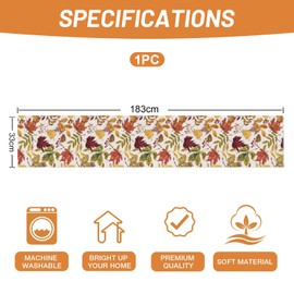 FloralGrace Onfaon Autumn Decoration For Home, Autumn Table Runner 33x183 Cm, Pumpkin Eucalyptus Leaves Thanksgiving Farmhouse Decor Table Decoration For Kitchen Dining