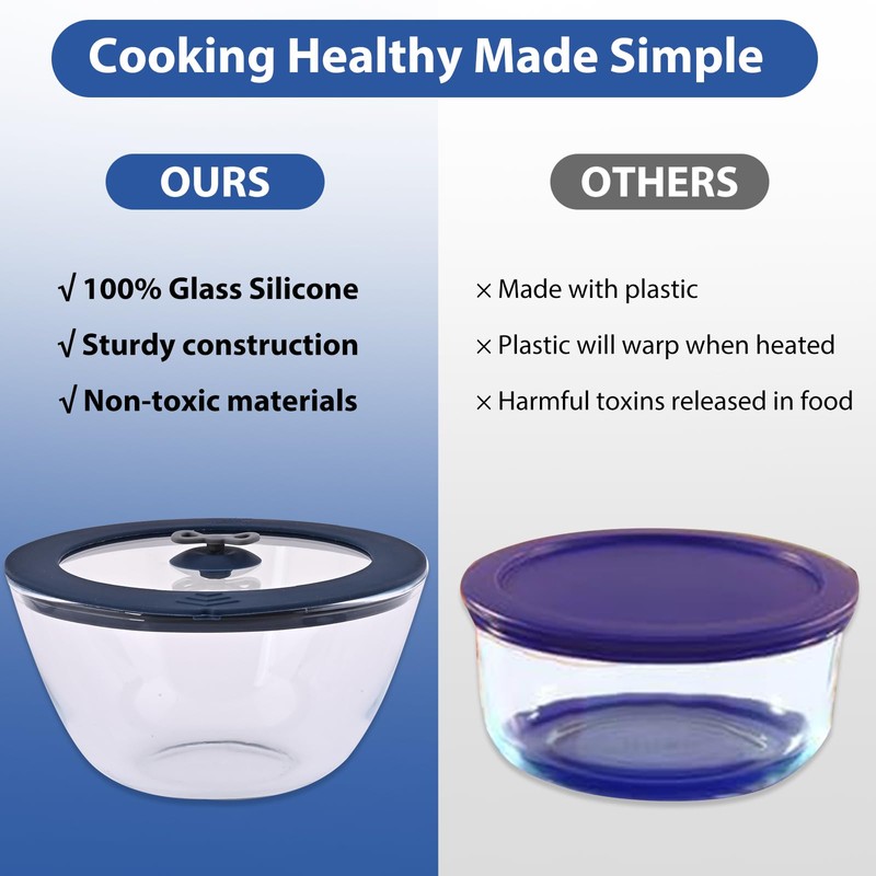 6 Pack Replacement Lids for Pyrex 7200-PC 2 Cup and