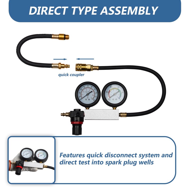 Dual Gauge Leakdown Detector Tool Set Cylinder Leak Down Tester