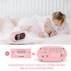 REACHER Pink Girls Alarm Clock for Kids Bedroom, Dimmable LED