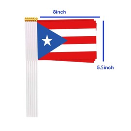 25 Packs Small Puerto Rico Flags on Handheld Stick，Miniature Puerto Rican Flag for Outside,4x6 Inch Mini Hand Held Banner with Golden Topper,Patriotic Decorations