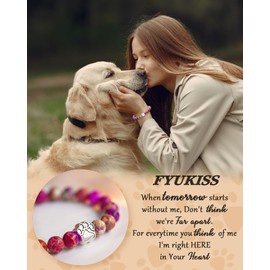 FYUKISS Dog Memorial Gift Bracelet - Pet Loss Sympathy Bereavement Remembrance for Dogs and Cats