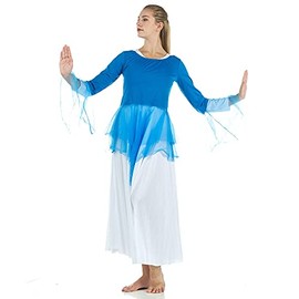 Danzcue Womens Ministry Dance Chiffon Skirted Tunic(Dress not Included), Bright Royal, S-M-Adult