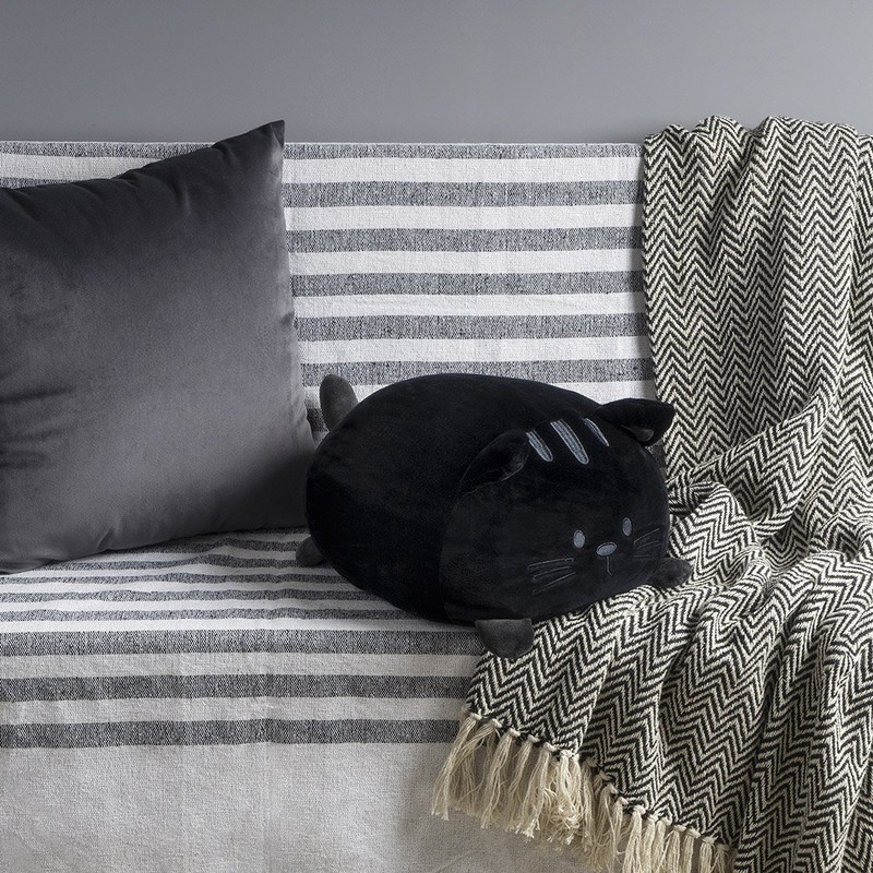 balvi Kissen Kitty Schwarz In Katzenform Flauschig und weich Polyester