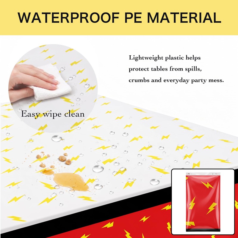 1 Pack Cartoon Tablecloth: Red & White Lightning Bolt Party