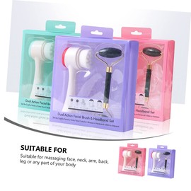 Minkissy Double-head Jade Roller Facial Brush Set for Face Neck Eye Body Massage Skincare Tool