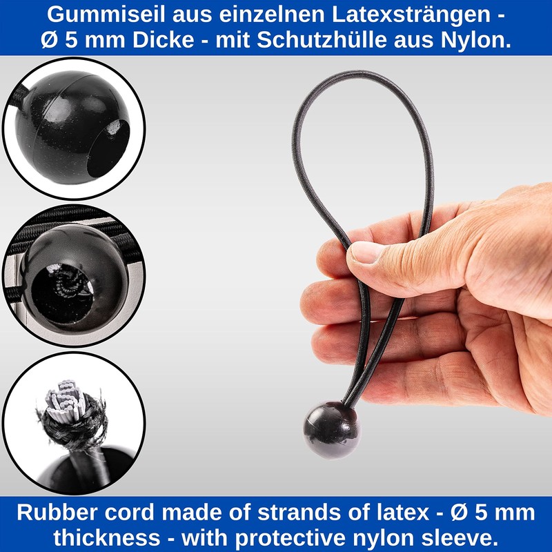 50 Pieces 20cm Length 5mm Rubber Cords Black Rubber Tensioners