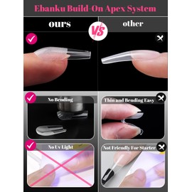 Medium Coffin Nail Tips 150PCS, Glamorous Clear Full Cover Build on Apex Nail Tips, Pre-Shaped Press on False Nail Tips for Nail Extension Fake Nails Manicure 15 Sizes