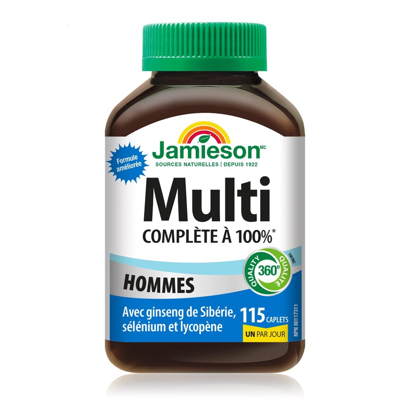Jamieson 100% Complete Multivitamin for Adult Men, with Siberian Ginseng,