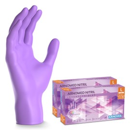 200 x ARNOMED Disposable Gloves Purple (2 x 100 Pieces) Disposable Nitrile Gloves L Nitrile Gloves Powder-Free Rubber Gloves Disposable Protective Gloves Nitrile XS S M L XL