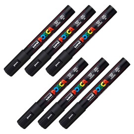 POSCA uni-ball 205056 POSCA Marker with Medium Fine Bullet Tip Black Pack of 6 PC-5M