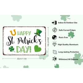 Happy St. Parikh's Day Metal Sign Wall Art Irish Home Signs Decor, Hanging Door Metal Sign, St Patricks Day Decor, Rustic Farmhouse Decor 8x12 inch