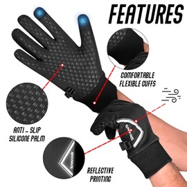 SAWANS Running Gloves Cycling Warm Winter Gloves Men Women Anti Slip Touchscreen Lightweight Riding Driving Windproof Outdoor Thermal Gloves Cold Weather (Black, S)