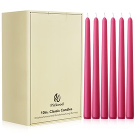 Pickood 10-Inch Tall Unscented Dripless Taper Candles Bulk 30 Pack - Hot Pink Taper Candles Bulk, Perfect for Wedding, Dinner - Smokeless, 6-8 Hour Long Burning - Colored Candlesticks Bulk - Hot Pink