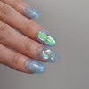 Aqua water drop uruuru handmade nail tip - short oval