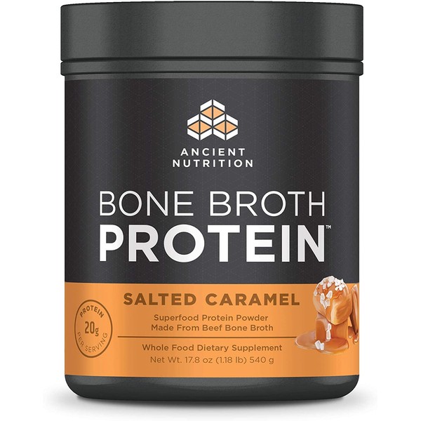 Ancient Nutrition Bone Broth Protein - Salted Caramel, Beef Bone Broth Collagen Peptides Made from Pasture Raised Beef, Supports Joints, Skin and Gut Health, Made Without Gluten & Dairy, 17.8 oz …