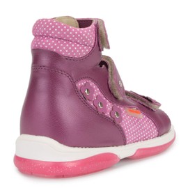 Memo Agnes Corrective Orthopedic High-Top AFO Leather Sandal, Dark Pink, 22 (6.5 M US Toddler)