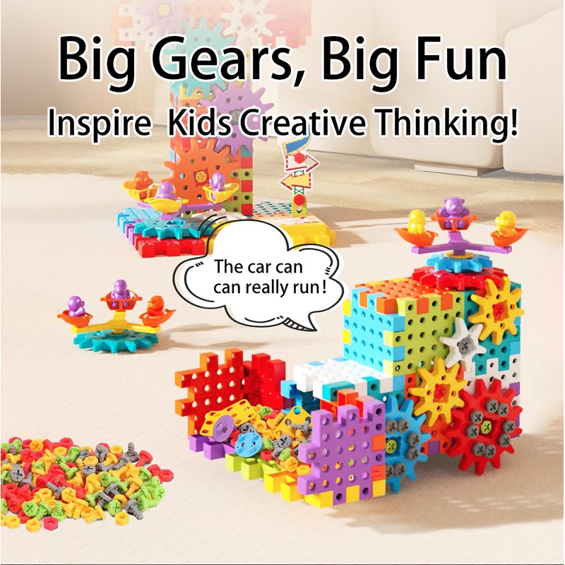 CZOALX Montessori Electric Gear Building Blocks Toys, Kids Tool Set
