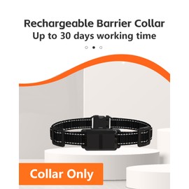 FLYSPEAR Wireless Pet Barrier - Rechargeable Indoor Barrier with 6 Adjustable Range Radius up to 7 ft, 6 Adjustable Safe Static Intensity, Electric Fence System with Hook (Receiver Collar Only)