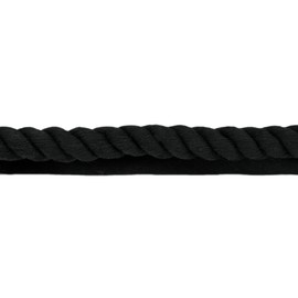 DÉCOPRO 3/4" (1.5cm) Large (Jumbo) Solid Cotton Rope Cord with Lip | Cord Trim (Style# 0075S) Pure Black #K9 (Jet Black) Sold by The Yard (36"/3 ft/0.9m)