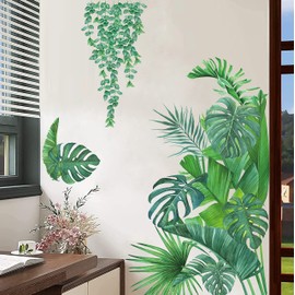 HPNIUB Green Leaves Wall Sticker, Modern Wall Sticker Living Room, Green Plant Wall Sticker, Removable Hanging Vine Wall Picture, Spring Wall Sticker for Windows, Bedroom, Wall Decoration