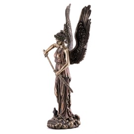 Top Collection Angel of Peace Statue with Sword- Lady of Fatima Sculpture in Premium Cold Cast Bronze - 13.5-Inch Collectible Figurine