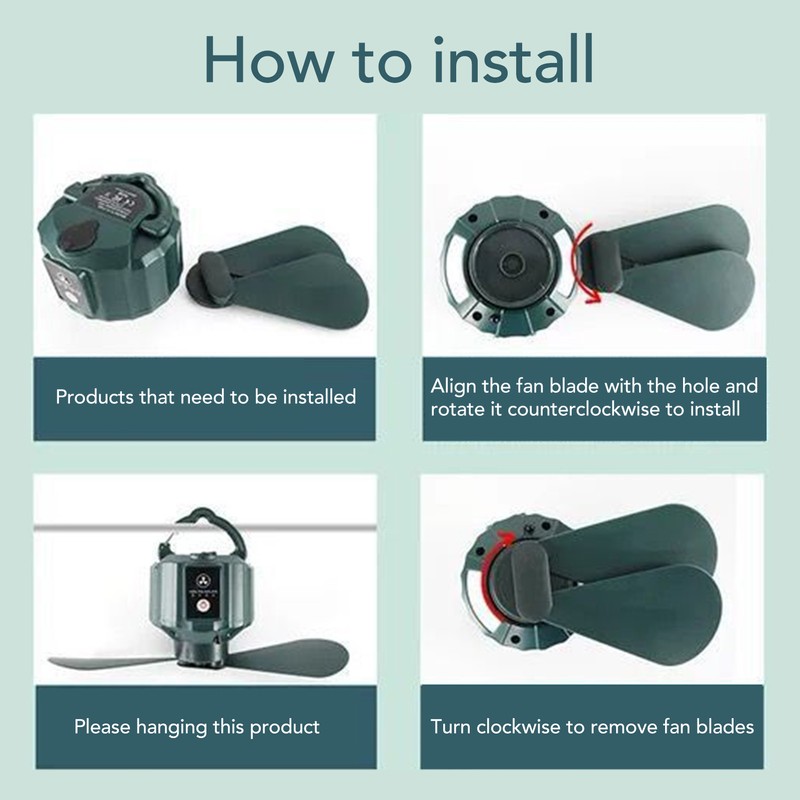 Portable Camping Fan LED 3 Speed Timing 10400mAh Waterproof USB