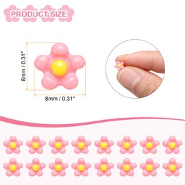 CoCud Mini Resin Flower, 0.31" Diameter, Miniature Tiny Flower Charm Dollhouse Red - (Applications: for Nail Art, Fairy Garden Dollhouse DIY Crafts Nail Jewelry Making), 100-Pieces