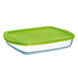 Pyrex Cook & Store Glass rectangular Dish shallow version high resistance with lid 28x20x5 cm