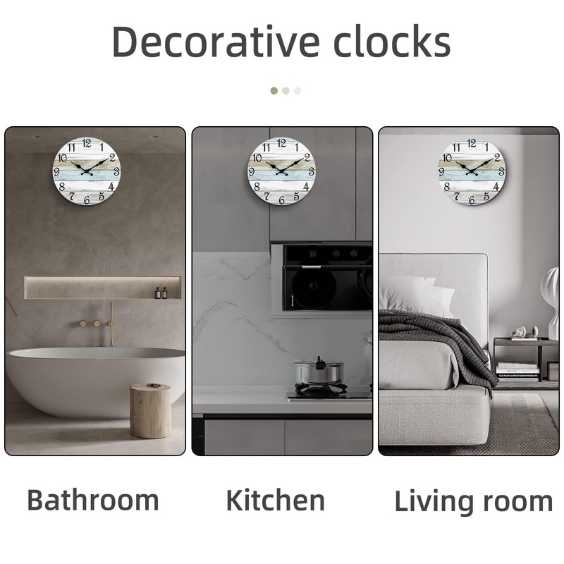 CHYLIN Wall Clock 12 Inch Bathroom Clock, Rustic Wall Clocks