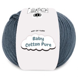 Art of Yarn Baby Cotton Pure 50% Cotton 50% Acrylic Fine 2 Yarn -Soft Smooth Summer for Knitting, Crocheting, Amigurumi, Baby Blankets Garments –50g(1.76 Oz),165 Meters (Blue-Grey, Pack 1)