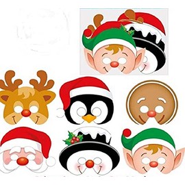 Playwrite Pack of 12 Christmas design cardboard masks