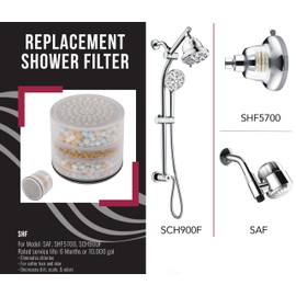 Westbrass SHF Replacement Filter Cartridge Arm and/or Fixed Shower Head, 2-Pack, Clear, 2 Pack